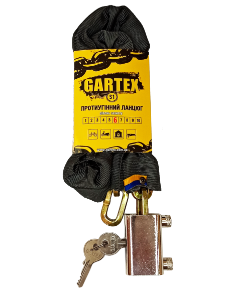 Противоугонная цепь (велозамок) Gartex S1 1000x6 мм 002